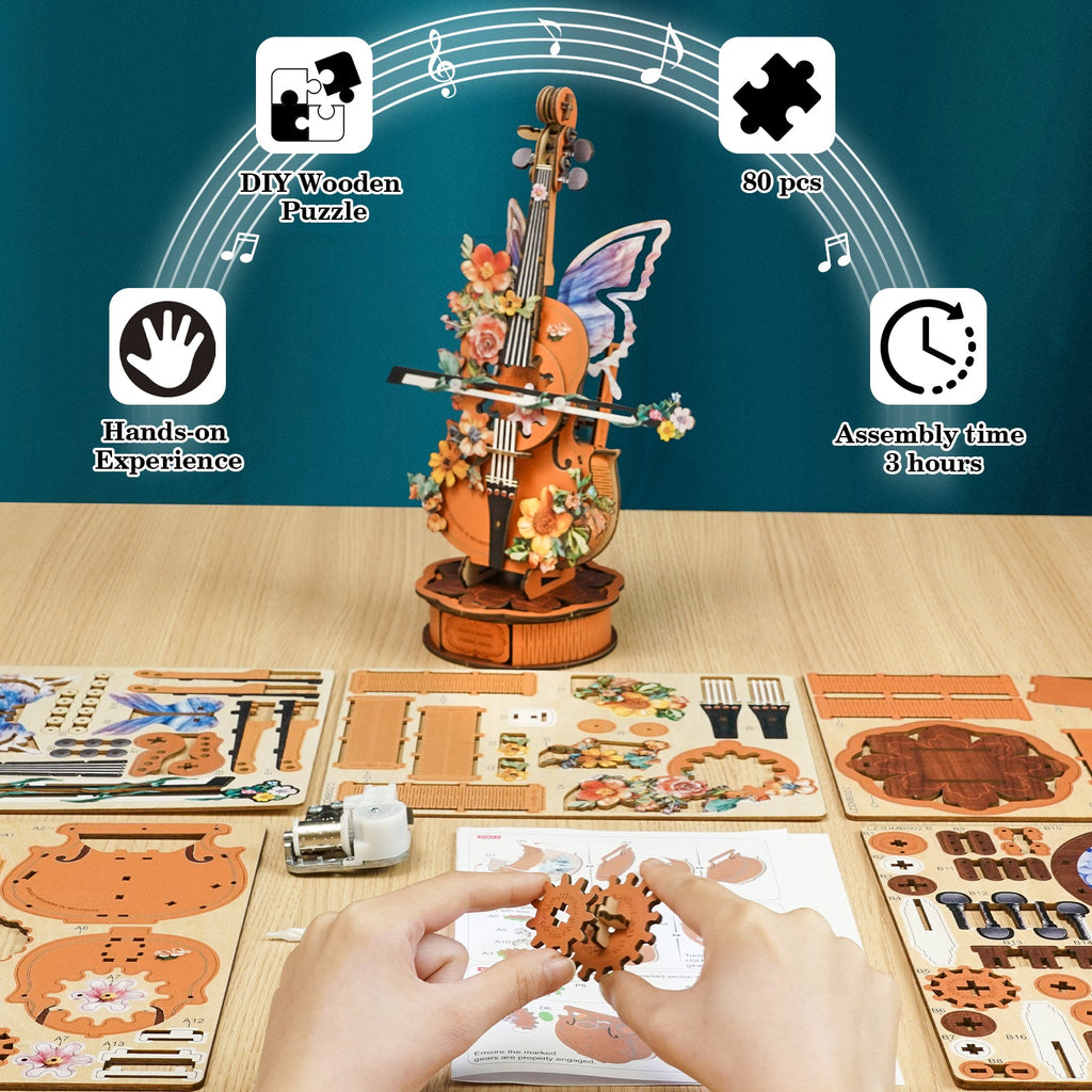 Personalized 3D Cello Wooden Music Box Adult Jigsaw Puzzle