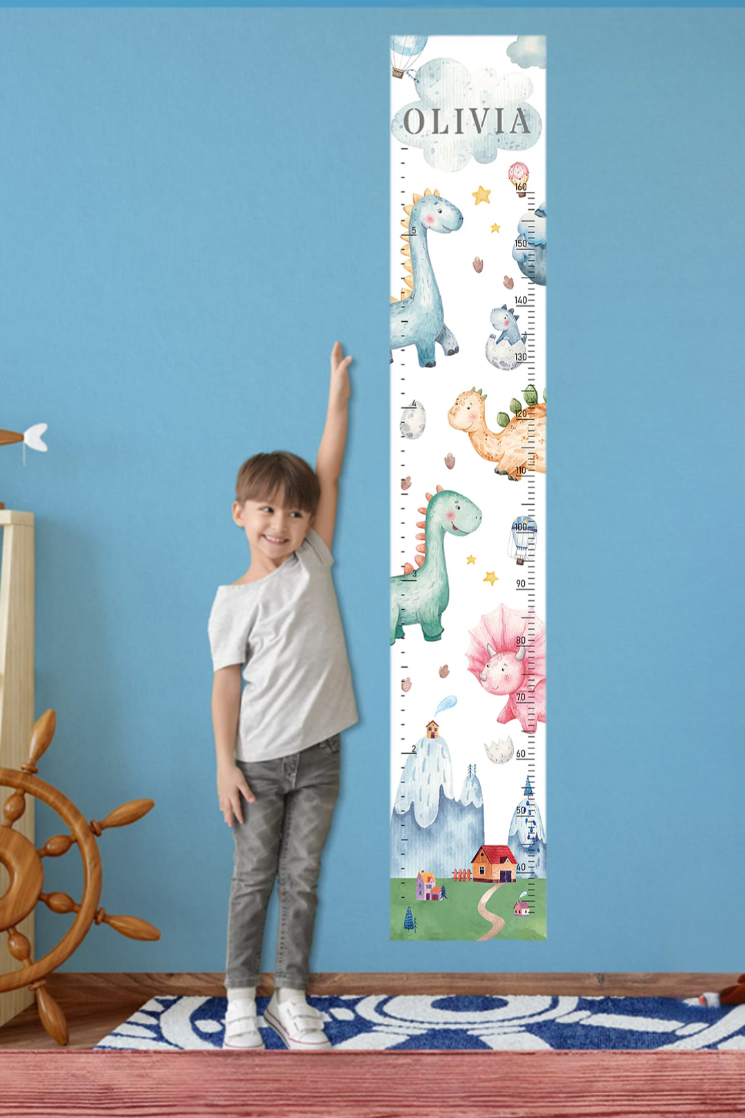 Personalized Wooden Dinosaur Growth Chart Height Ruler