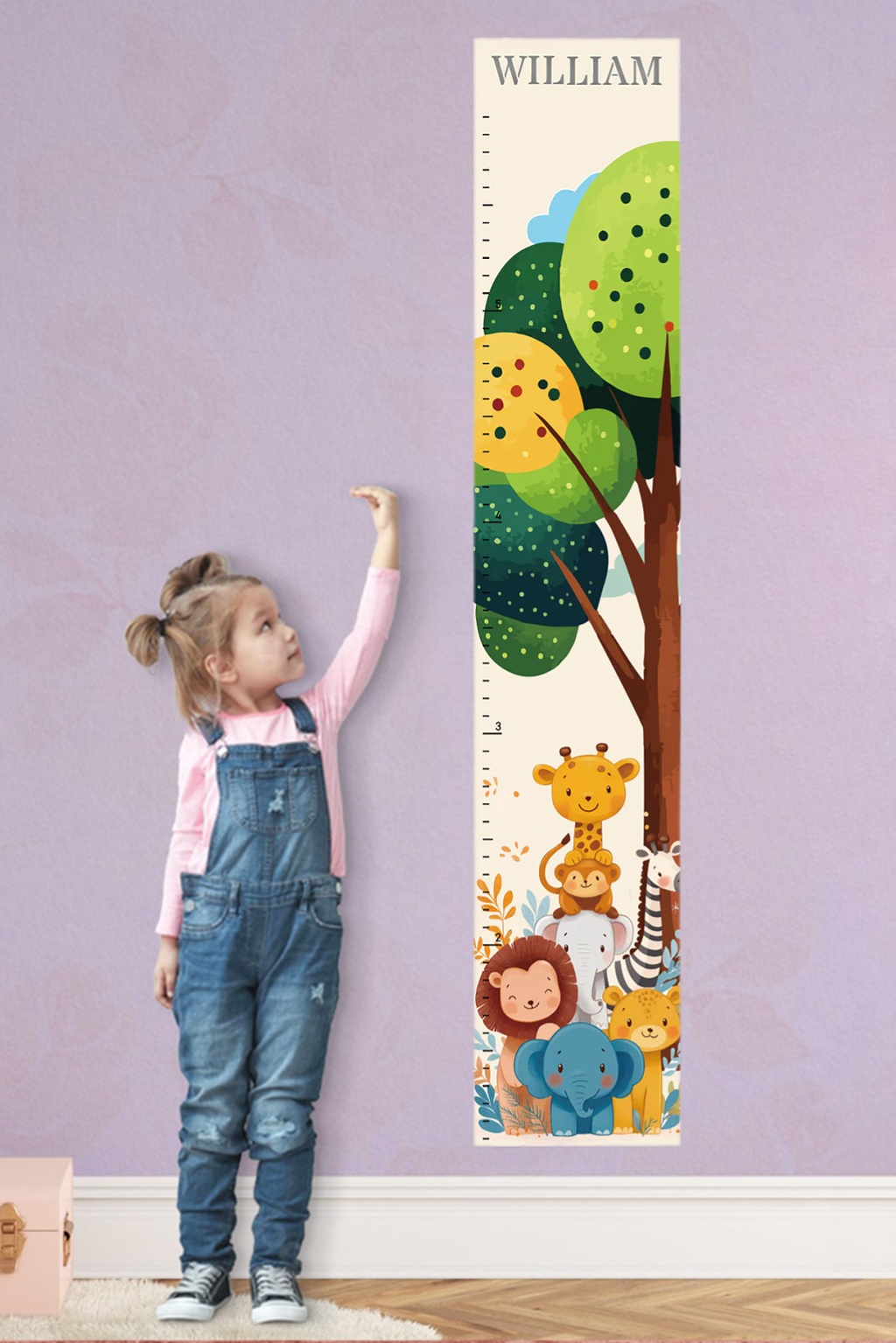 Personalized Wooden Jungle Animal Growth Chart Ruler