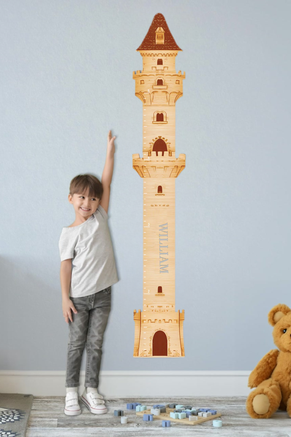 Personalized Wooden Castle Growth Chart Ruler