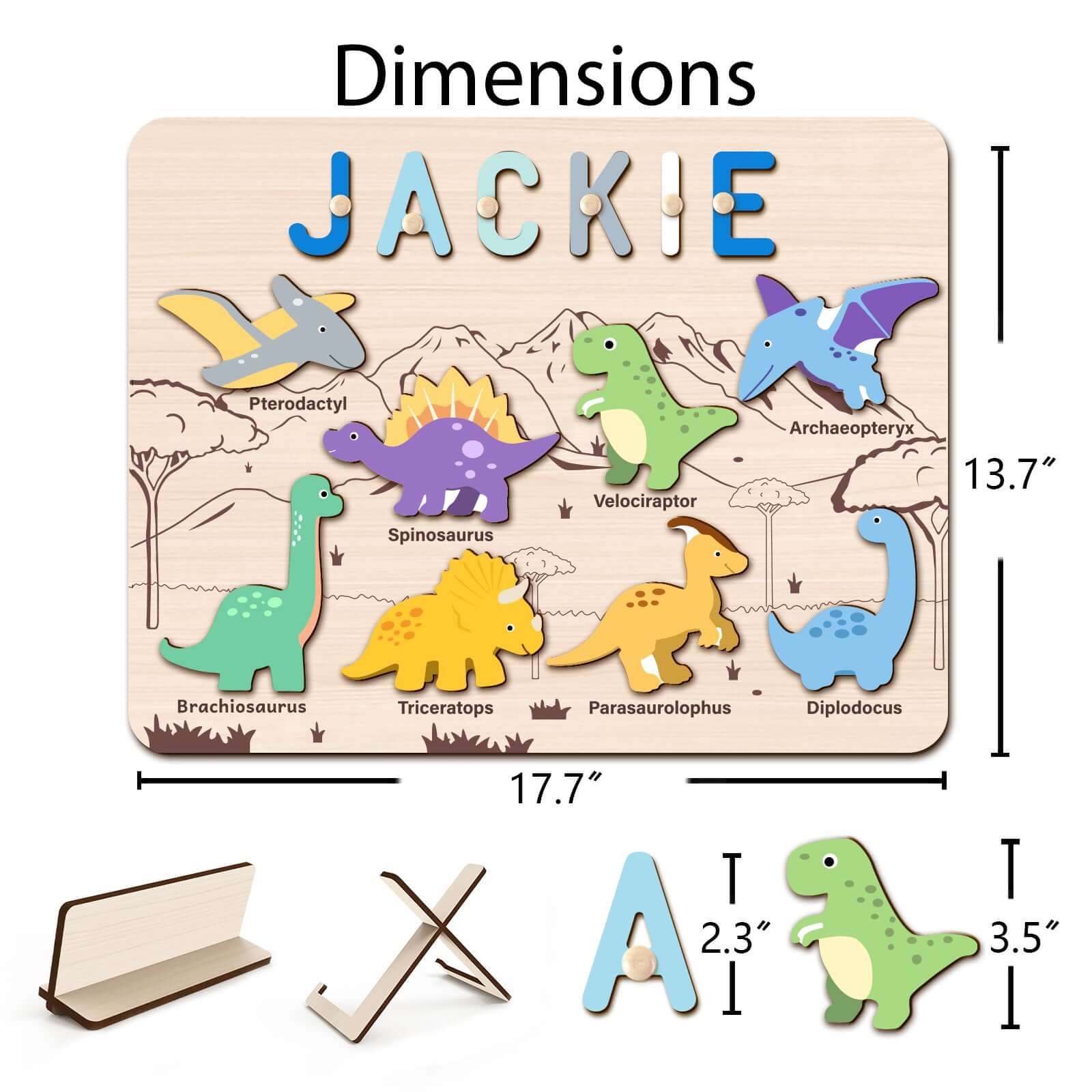 Personalized  Dinosaur Name Puzzle – Solar System Learning Toy for Curious Kids