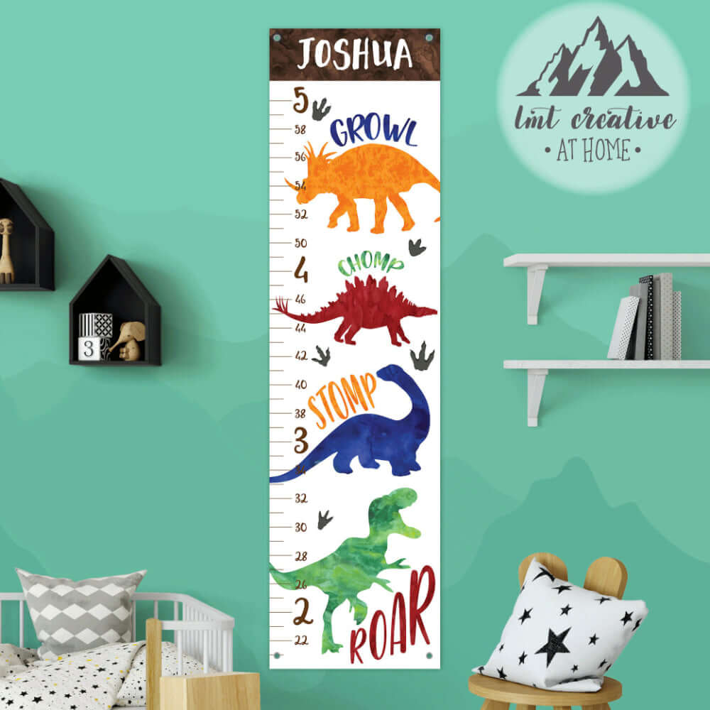 Personalized Dinosaur Hanging Canvas Height Ruler
