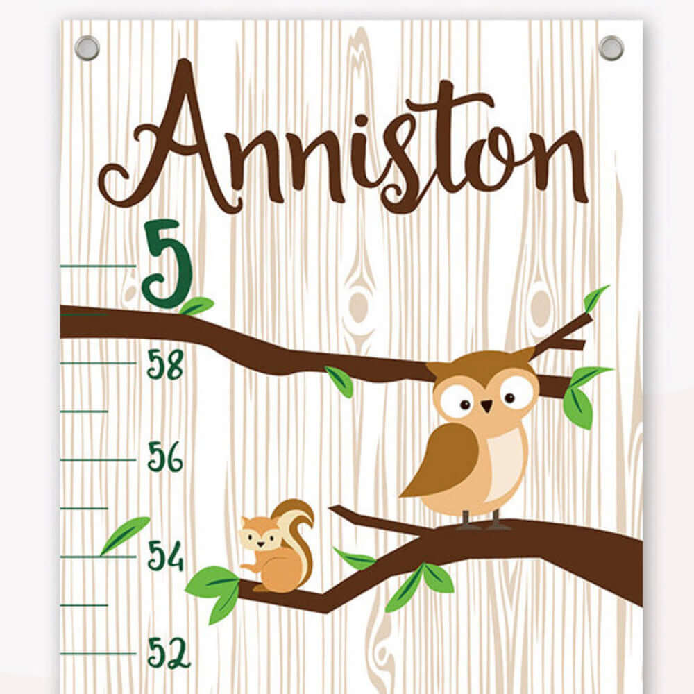 Personalized Forest Animals Hanging Canvas Height Ruler