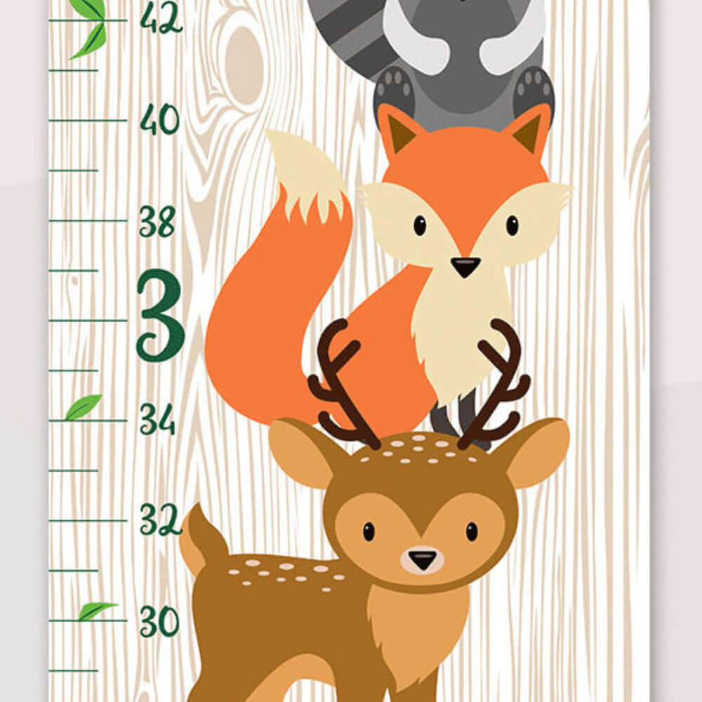Personalized Forest Animals Hanging Canvas Height Ruler