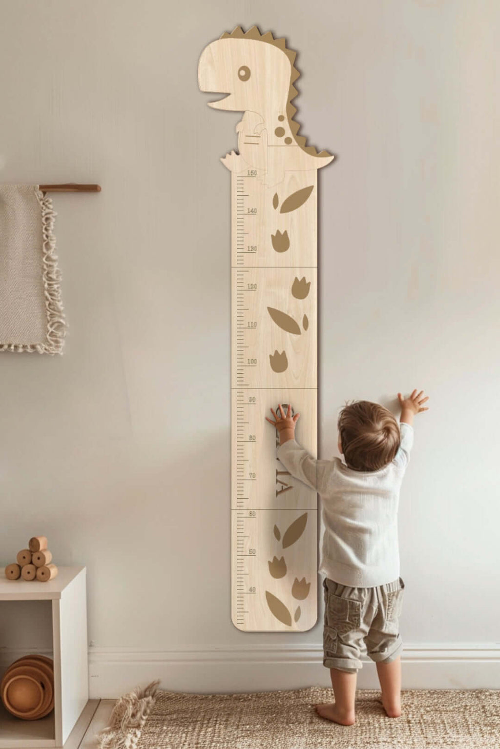 Personalized Wooden Cute Dinosaur Growth Chart