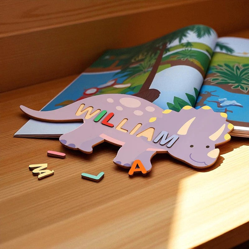 Personalized Cartoon Baby Name Puzzle – Cute Wooden Gift for Toddlers