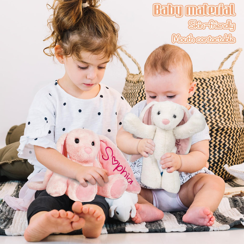 Personalized Embroidered Name Bunny Plush - Baby/Toddler Birthday Easter Gifts