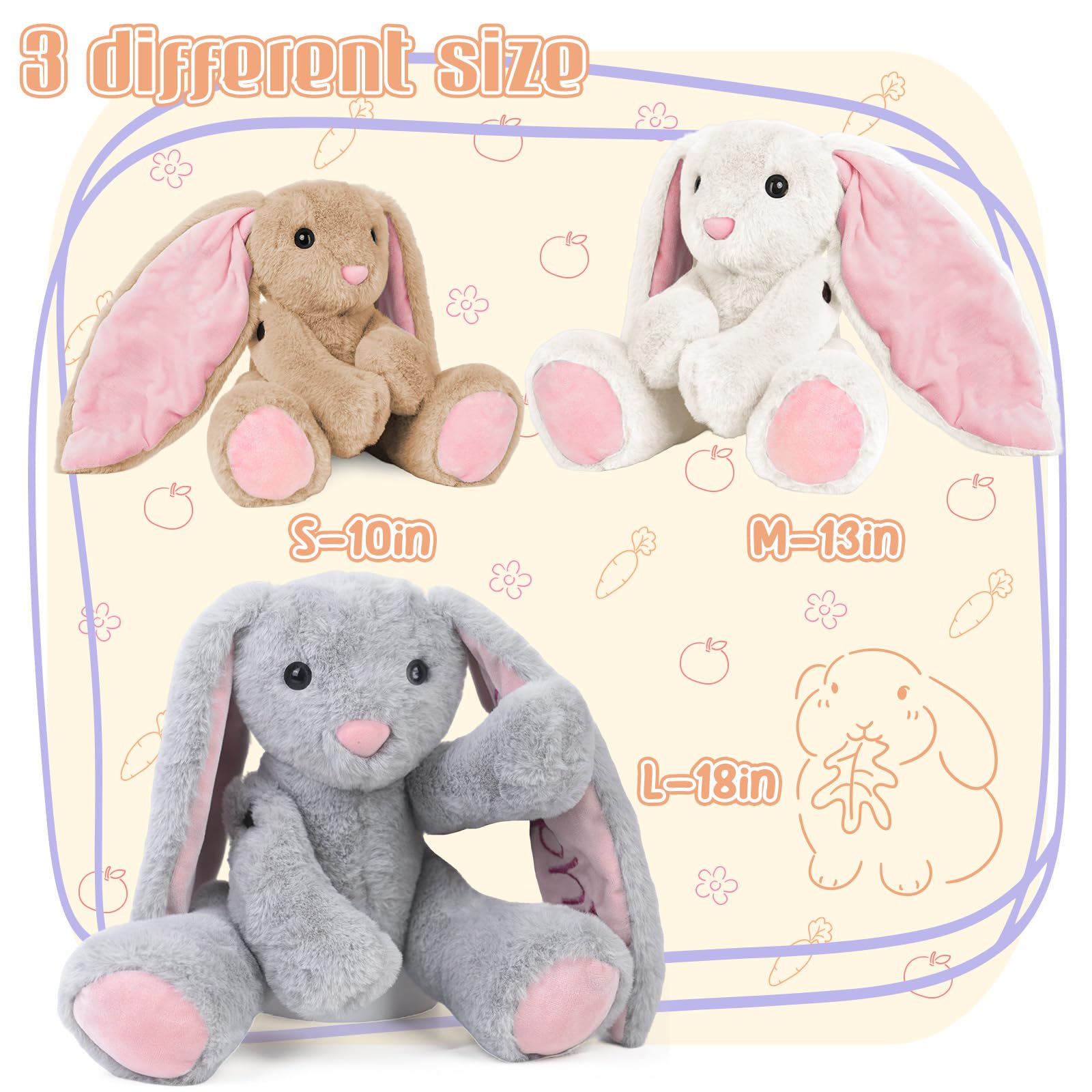 Personalized Embroidered Name Bunny Plush - Baby/Toddler Birthday Easter Gifts
