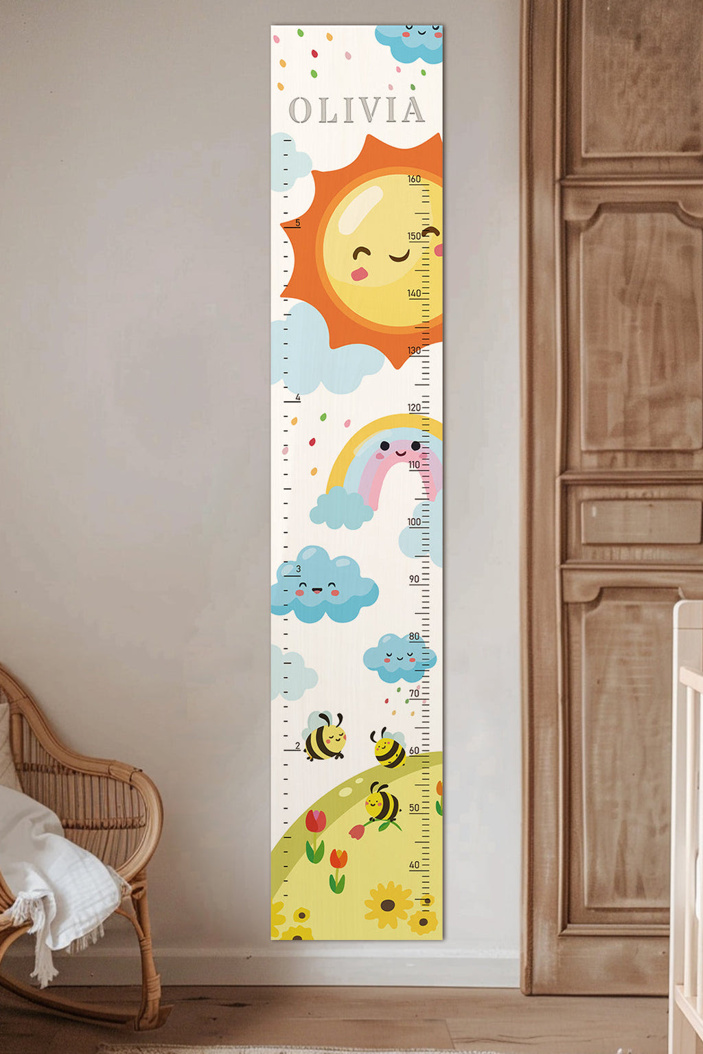 Personalized Wooden Rainbow Growth Chart Height Ruler