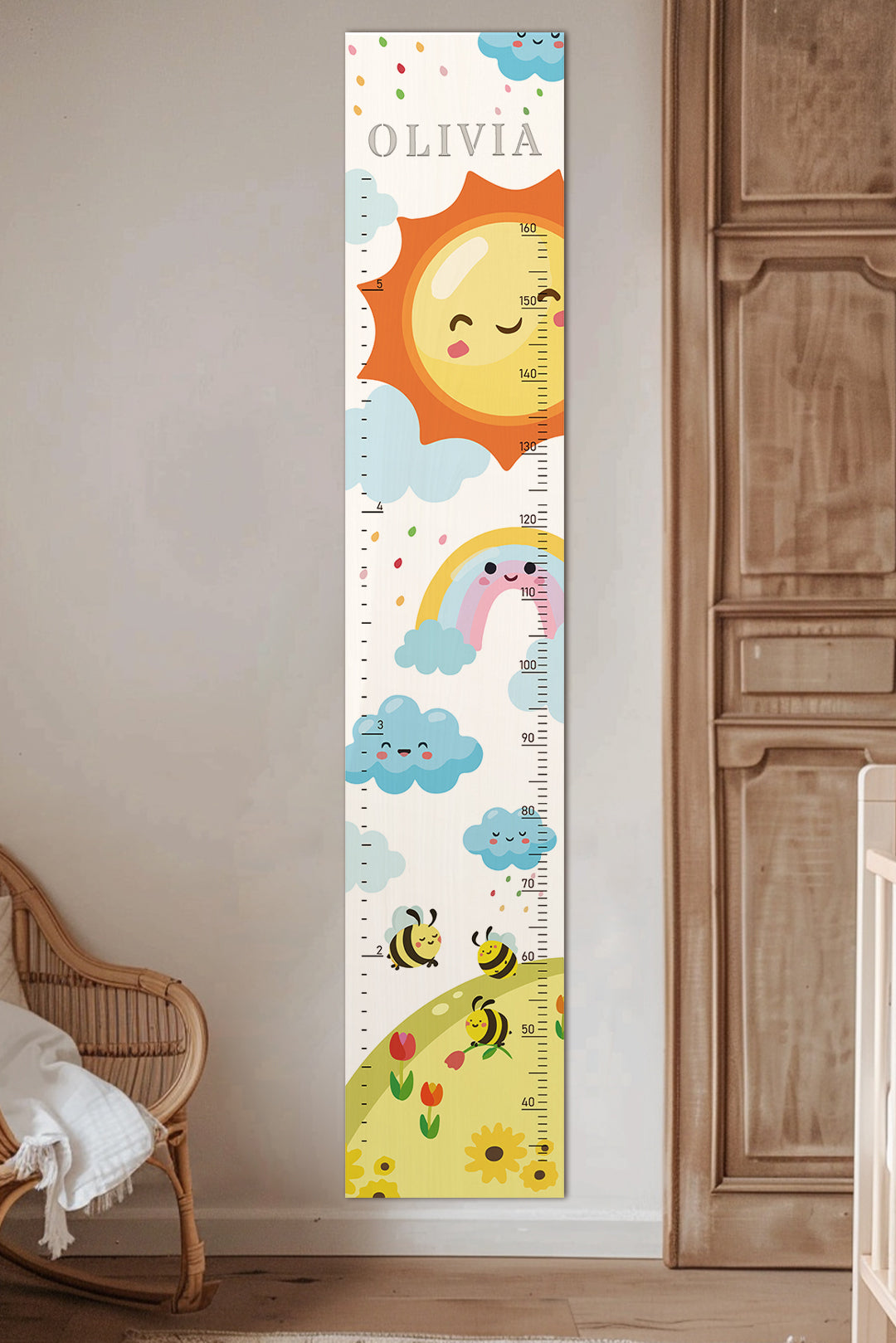 Personalized Wooden Rainbow Growth Chart Height Ruler