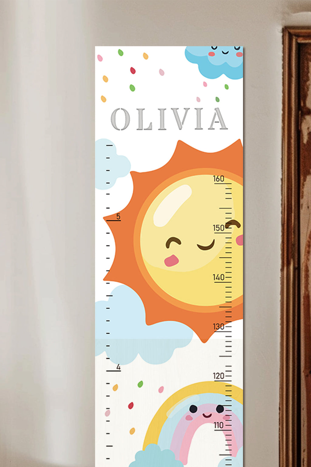 Personalized Wooden Rainbow Growth Chart Height Ruler