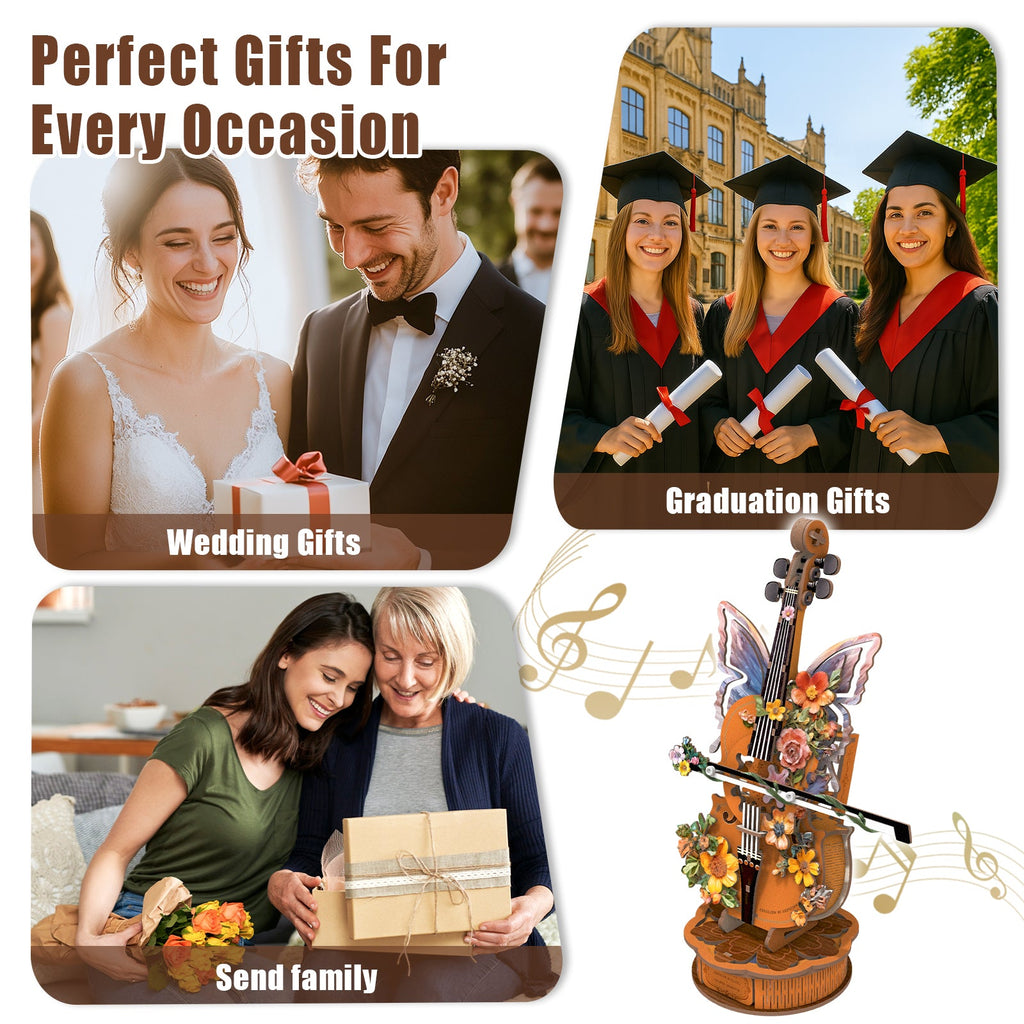 Personalized 3D Cello Wooden Music Box Adult Jigsaw Puzzle