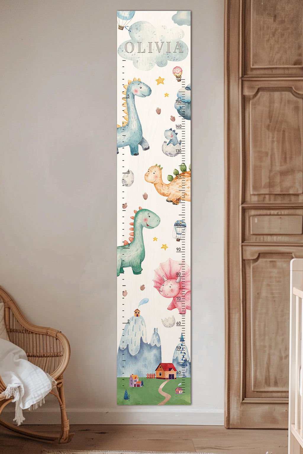 Personalized Wooden Dinosaur Growth Chart Height Ruler