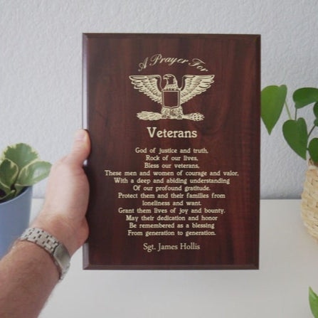 Personalized Military Veteran Prayer Plaque