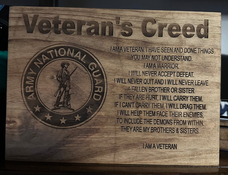 Personalized Veteran Creed Plaque Wall Art