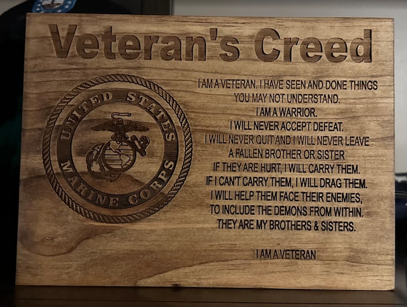 Personalized Veteran Creed Plaque Wall Art