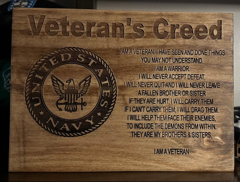 Personalized Veteran Creed Plaque Wall Art