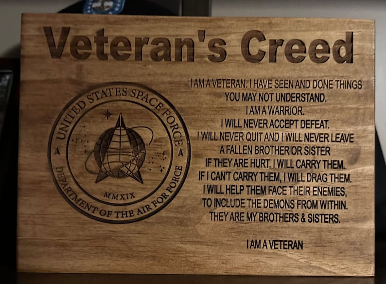Personalized Veteran Creed Plaque Wall Art