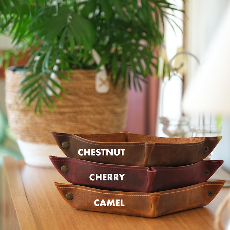 Personalized Leather Valet Tray for Military Veteran Dad