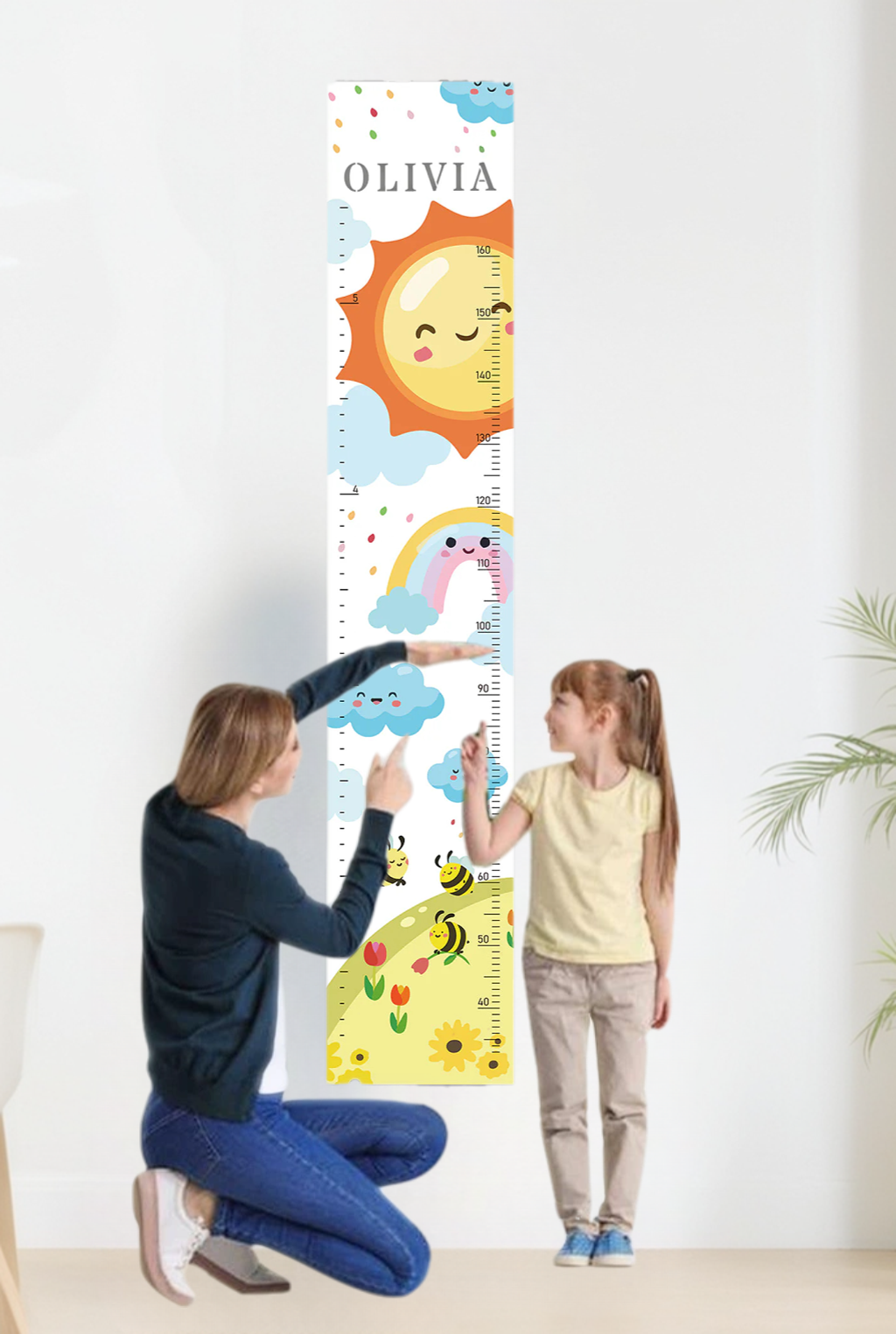 Personalized Wooden Rainbow Growth Chart Height Ruler