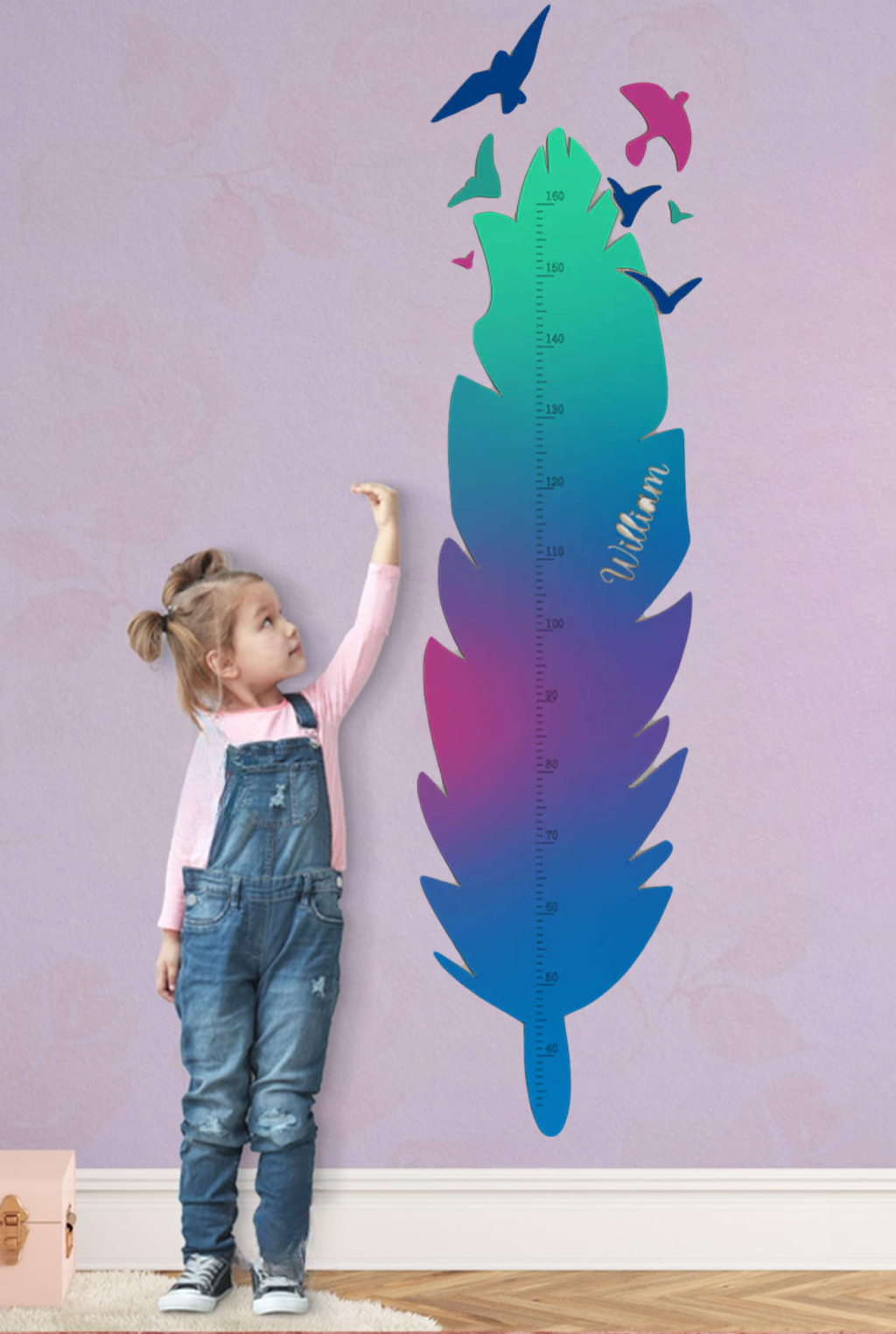 Personalized Wooden Feather Growth Chart Height Ruler